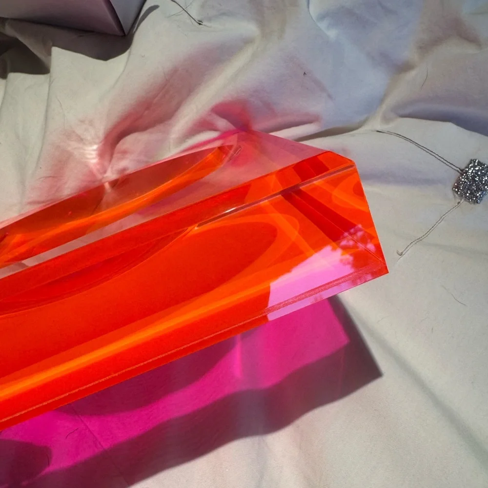 Iridescent Pink Orange Acrylic Tray